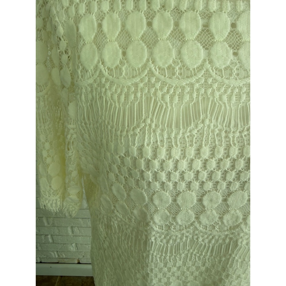 Tiana B Lace Sheath Dress Womens 16 Ivory Excellent Short Sleeve Boat Neck - Picture 3 of 6